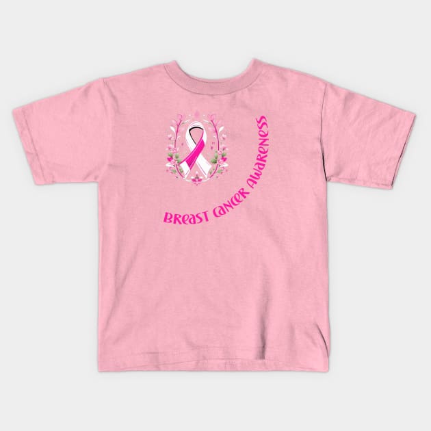 Breast cancer awareness support fighter warrior Kids T-Shirt by Edgi